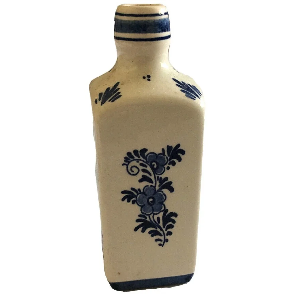 Vintage Delft Holland Porcelain Spirit Bottle 5.25